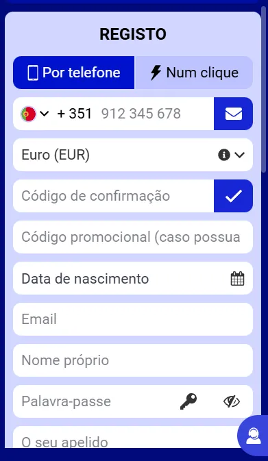Quais são as opções de registo disponíveis na Paripesa?